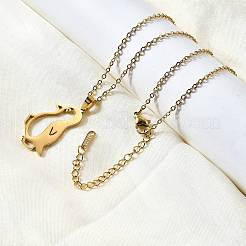 304 Stainless Steel Laser Cut Penguin Pendant Necklaces for Women Men&nbsp;NJEW-Q032-01C-G