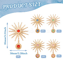 5Pcs 5 Colors Alloy with Resin Big Pendants&nbsp;FIND-TA0004-16