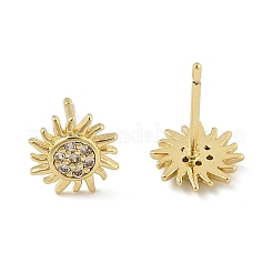 Brass Micro Pave Clear Cubic Zirconia Stud Earrings&nbsp;EJEW-R016-26G-08