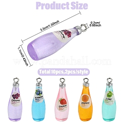 10Pcs 5 Colors Transparent Resin Pendants&nbsp;RESI-YW0005-28