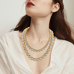 2Pcs 2 Styles Zinc Alloy Pave Square/Heart Clear Glass Tennis Necklaces for Womem&nbsp;NJEW-SP0001-08G