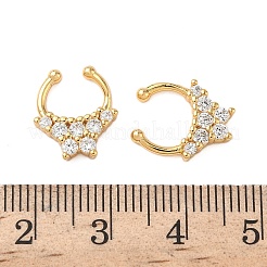 Brass Pave Clear Cubic Zirconia Circular/Horseshoe Barbell Nose Rings&nbsp;EJEW-D337-18B-G