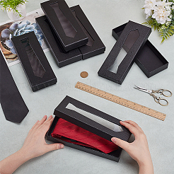 Paper Cardboard Tie Storage Boxes with Visible Window&nbsp;CON-WH0107-63