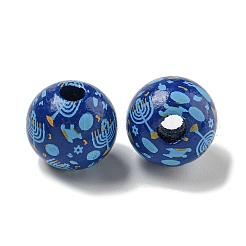 Printed Wood European Beads&nbsp;WOOD-G022-15A
