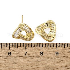 Triangle Brass Micro Pave Clear Cubic Zirconia Stud Earrings&nbsp;EJEW-F373-01G