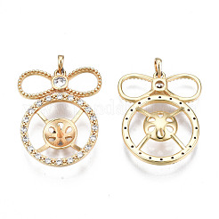 Brass Micro Pave Clear Cubic Zirconia Peg Bails Pendants&nbsp;KK-S356-330-NF