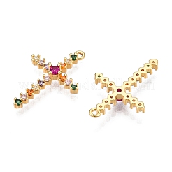 Brass Micro Pave Clear Cubic Zirconia Pendants&nbsp;KK-T073-26G