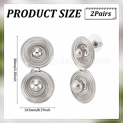 2 Pairs Geometric Spiral Flat Round Brass Dangle Stud Earrings&nbsp;EJEW-UN0002-72P