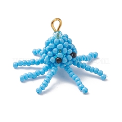 Glass Seed Beaded Octopus Pendants&nbsp;PALLOY-MZ01104-02