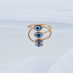 1Pc Adjustable Stainless Steel and Resin Cuff Rings for Women&nbsp;RJEW-LP0002-48G