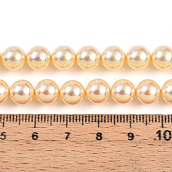 UV Plating Pearlized Glass Pearl Beads Strands&nbsp;GLAA-F128-01B-T6