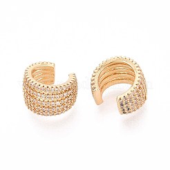 Brass Micro Pave Clear Cubic Zirconia Cuff Earrings&nbsp;EJEW-T047-81G