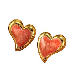 304 Stainless Steel Enamel Heart Stud Earrings&nbsp;EJEW-Z147-04G