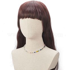 Natural Pearl & Millefiori & Seed Glass Beaded Necklace for Women&nbsp;NJEW-JN04161