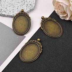 Tibetan Style Alloy Pendant Cabochon Bezel Settings&nbsp;TIBEP-M018-62AB-NF