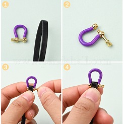 Brass Enamel D-Ring Anchor Shackle Clasps&nbsp;KK-P201-01G