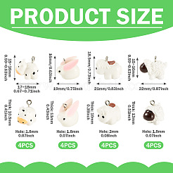 16Pcs 4 Styles Animal Theme Opaque Resin Pendants&nbsp;RESI-TADJ0001-24