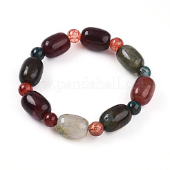 Natural Agate Bead Stretch Bracelets&nbsp;G-P570-01F