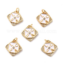 Brass Micro Pave Cubic Zirconia Pendants&nbsp;ZIRC-P092-026G-RS