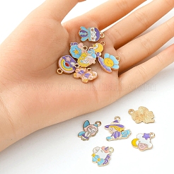 12Pcs 12 Style Alloy Enamel Pendants&nbsp;ENAM-YW0002-76