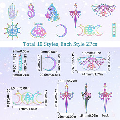 20Pcs 10 Style 304 & 201 Stainless Steel Pendants&nbsp;STAS-SC0004-72