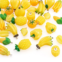 30Pcs 10 Styles Fruit/Vegatable Theme Opaque Resin Pendants&nbsp;AJEW-TA0005-77