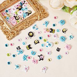 126Pcs 28 Styles Spray Printed Alloy Cabochons&nbsp;MRMJ-AR0001-25