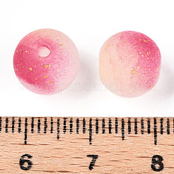 Frosted Baking Paint Crackle Glass Beads with Glitter Powder&nbsp;DGLA-T004-01H