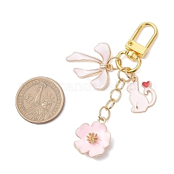 Flower & Bowknot & Cat Alloy Enamel Pendant Decorations&nbsp;HJEW-JM04294-01