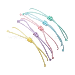 6mm Round Gemstone & Acrylic Enamel Heart Braided Bead Bracelets for Women&nbsp;BJEW-JB10773