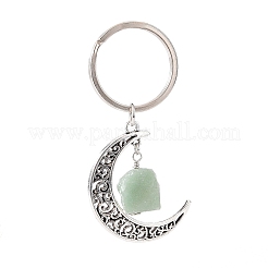 Alloy Hollow Moon Charm Keychains with Natural Gemstone Nuggets Charm&nbsp;KEYC-JKC00423