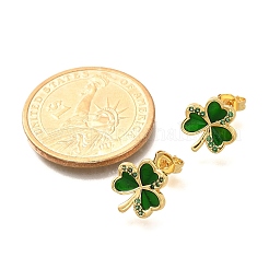 Clover Brass Micro Pave Cubic Zirconia Stud Earring&nbsp;EJEW-C126-01G