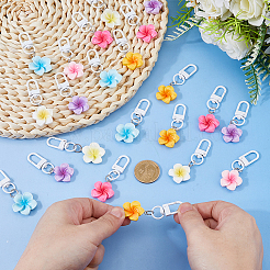 24Pcs 6 Colors Resin Flower Pendant Decorations&nbsp;HJEW-DC0001-32