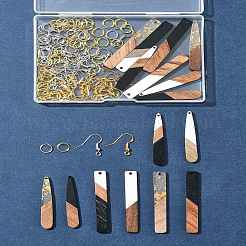 DIY Teardrop/Rectangle & Resin & Walnut Wood Dangle Earrings Making Kits&nbsp;RESI-FS0001-85