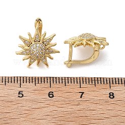 Sun Shape Clear Cubic Zirconia Hoop Earring&nbsp;EJEW-C002-10G-RS