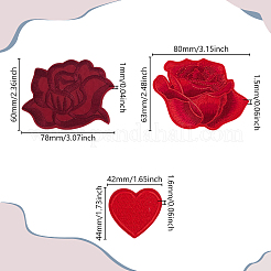22Pcs 3 Styles Flower/heart Embroider Self-adhesion Thread Iron on/Sew On Patches&nbsp;PATC-GA0001-69