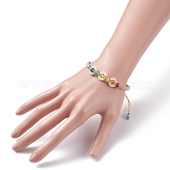 Flower Shape Braided Bead Bracelet&nbsp;BJEW-TA00039-04