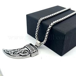 304 Stainless Steel Punk Tiger Tooth Shaped Pendant Necklaces for Men Women&nbsp;DC8418