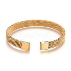 Unisex 304 Stainless Steel Mesh Bangles&nbsp;BJEW-L643-15