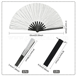 1Pc Bamboo with Oxford Fabric Glitter Powder Folding Fans&nbsp;AJEW-SP0003-77C