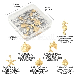 36Pcs 12 Styles Ocean 304 Stainless Steel Pendants&nbsp;STAS-FS0001-95