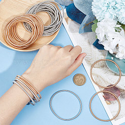 40Pcs 2 Colors Carbon Steel Round Snake Chains Stretch Bracelets Set for Women&nbsp;BJEW-BC0001-09