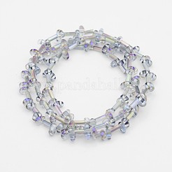 2 Hole Electroplate Glass Oval Bead Strands&nbsp;EGLA-J074-HR03