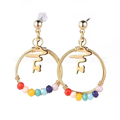Faceted Glass Dangle Earrings&nbsp;EJEW-JE03734
