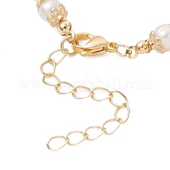 Natural Cultured Freshwater Pearl & Brass Beaded Bracelets for Women&nbsp;BJEW-JB13015-01