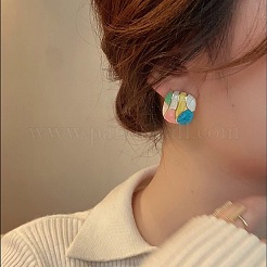 Square Alloy Enamel Stud Earrings&nbsp;FS-WGE8221-01