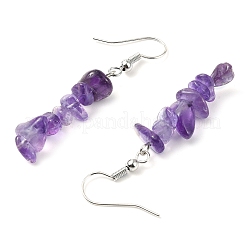 Natural Amethyst & Fluorite & Blue Lace Agate Chip Dangle Earrings Set for Women&nbsp;EJEW-JE06245-04