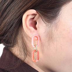 Acrylic & Aluminum Cable Chains Dangle Stud Earrings&nbsp;EJEW-JE04236-M