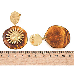 304 Stainless Steel & Resin Stud Dangle Earrings for Women&nbsp;SA-CBA717A-01G-01