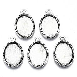 Tibetan Style Alloy Oval Pendant Cabochon Settings&nbsp;TIBEP-Q045-067A-AS-RS